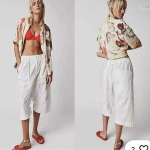 Free People Womens White Cotton
Pocket Baggy Slouchy Marbella
Crop Harem NWOT